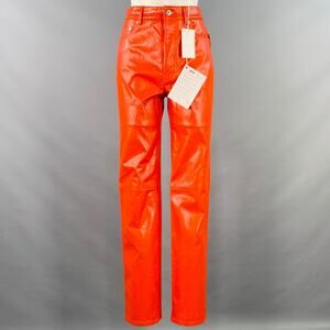 HELMUT LANG Size 2 Magma Orange Lambskin Leather Jean Cut Casual Pants